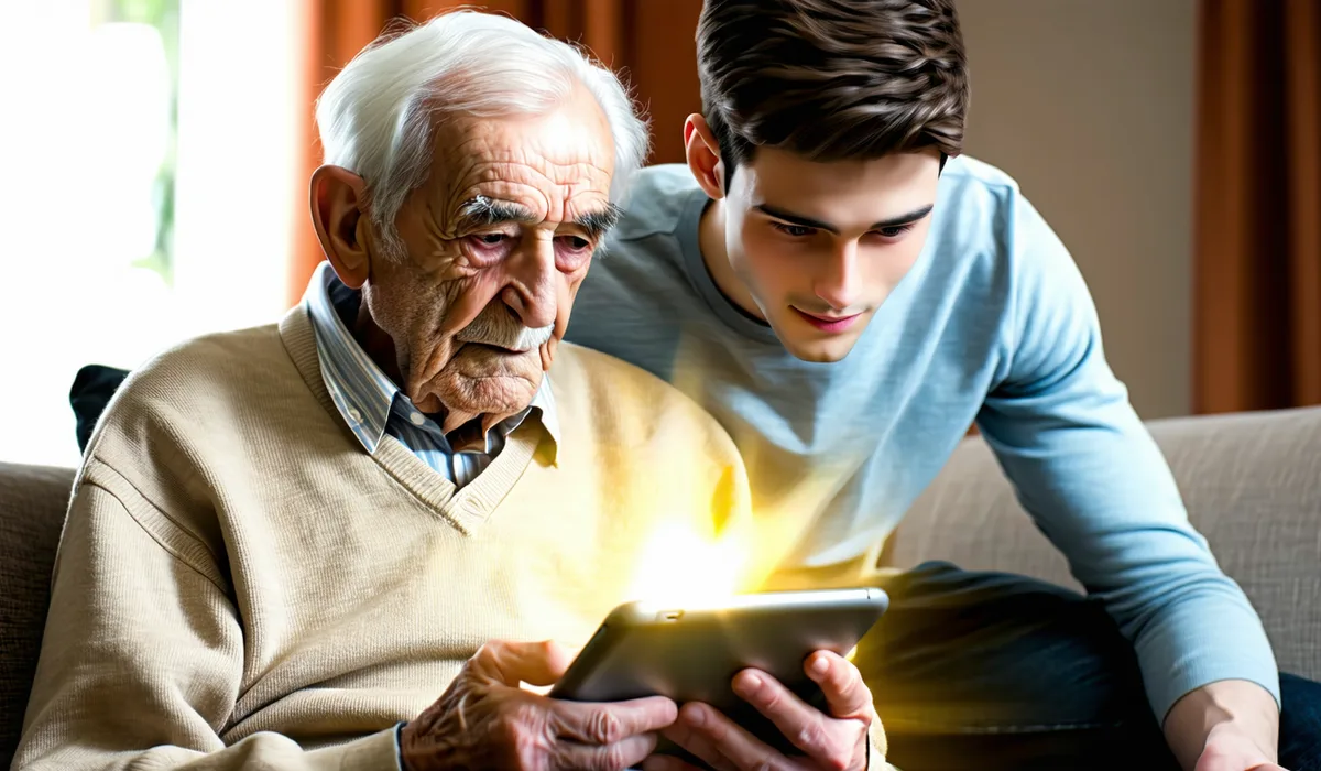 Caregiver reviewing health summary with family member